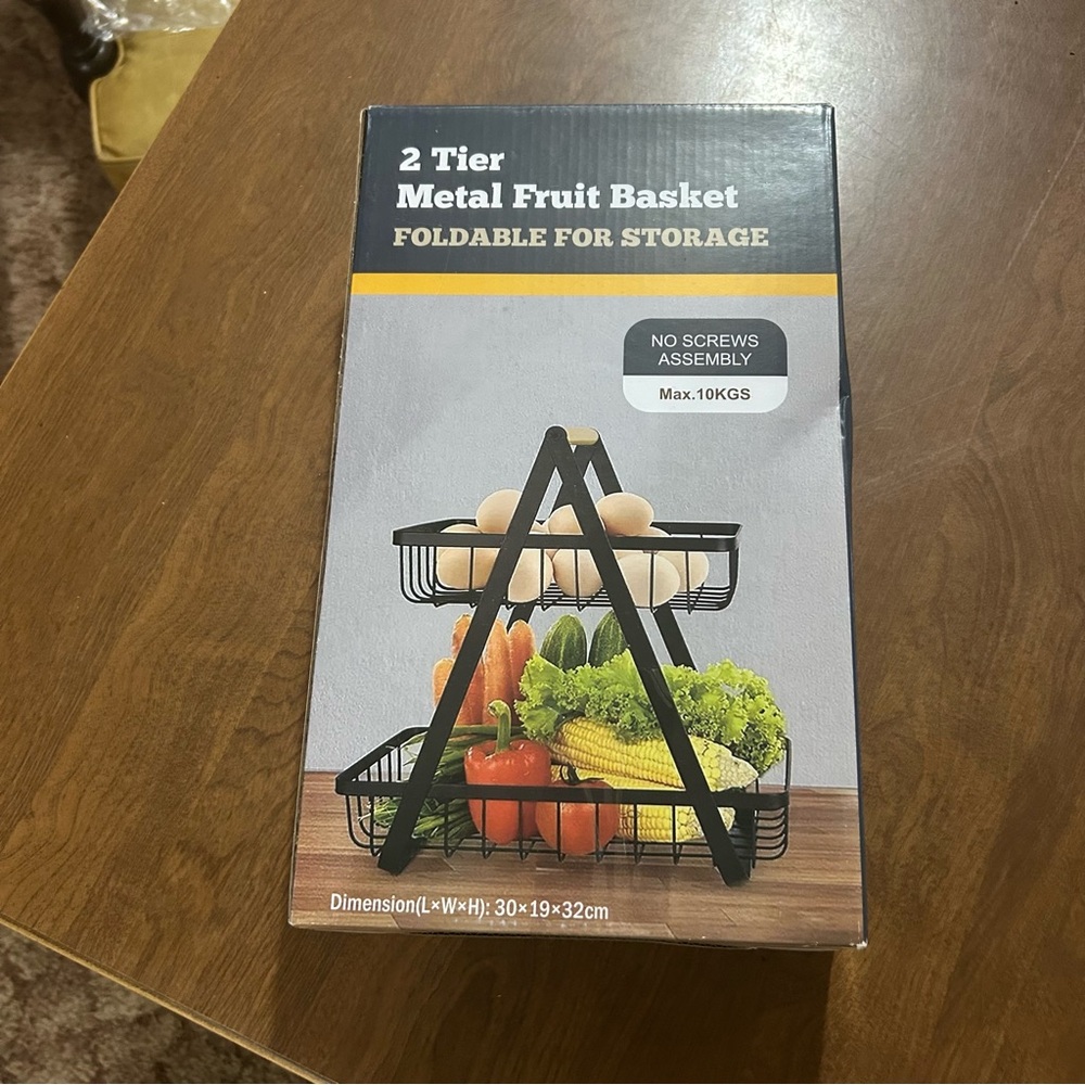 2 tier metal fruit basket NWT